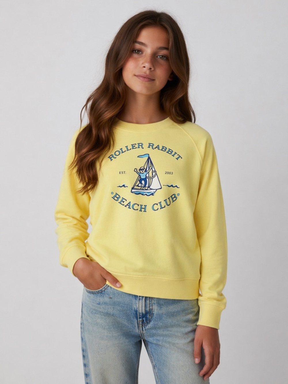 Roller Rabbit Beach Club Crewneck Sweatshirt Kids 12 - Picture 1 of 9